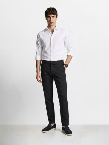 Men's Black Slim Fit Solid Casual Chinos
