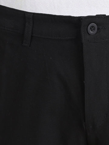 Men's Black Slim Fit Solid Casual Chinos