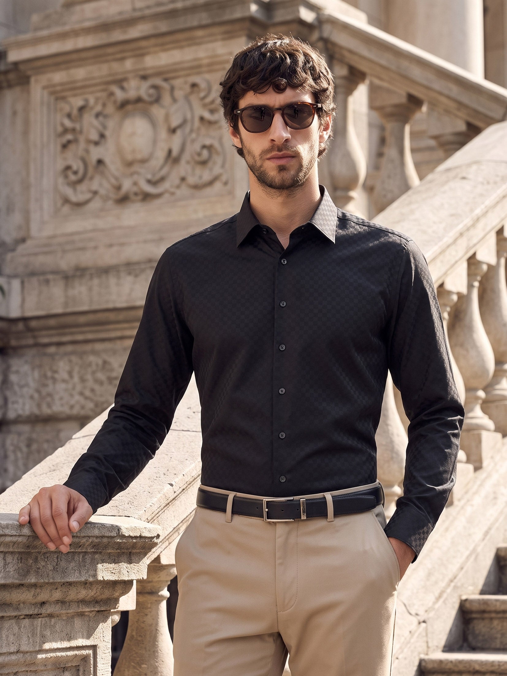 Men's Black Slim Fit Solid Formal Shirt