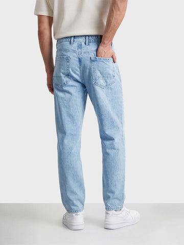 Men's Blue Dad Fit Solid Street Wear Jeans