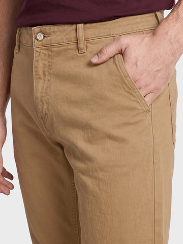 Men's Beige Slim Fit Solid Casual Jeans