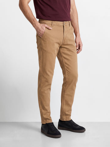 Men's Beige Slim Fit Solid Casual Jeans