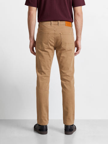 Men's Beige Slim Fit Solid Casual Jeans