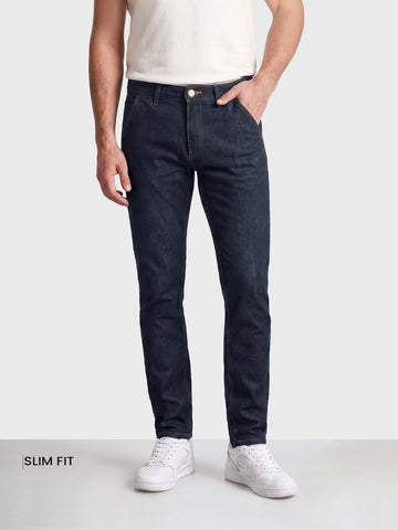 Men's Navy Blue Slim Fit Solid Casual Jeans
