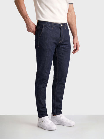 Men's Navy Blue Slim Fit Solid Casual Jeans