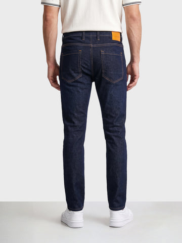 Men's Navy Blue Slim Fit Solid Casual Jeans