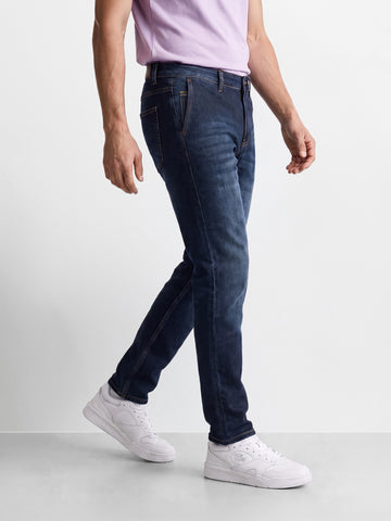 Men's Navy Slim Fit Solid Casual Jeans