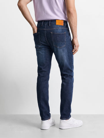 Men's Navy Slim Fit Solid Casual Jeans