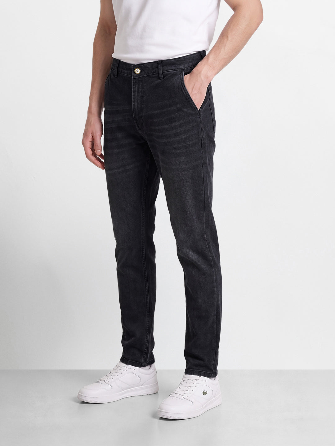 Men's Grey Slim Fit Solid Casual Jeans
