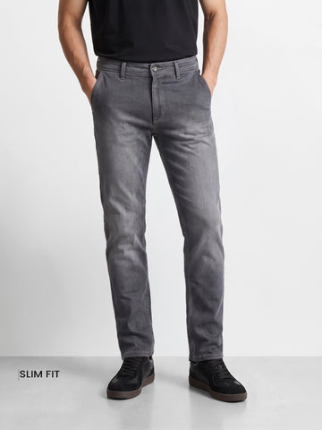 Men's Grey Slim Fit Solid Casual Jeans