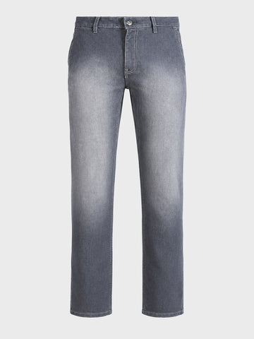 Men's Grey Slim Fit Solid Casual Jeans
