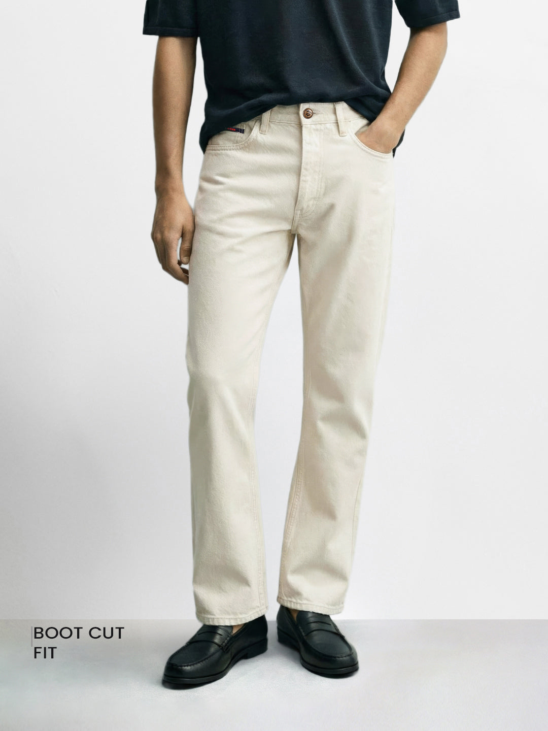 Men's White Bootcut Fit Casual Jeans
