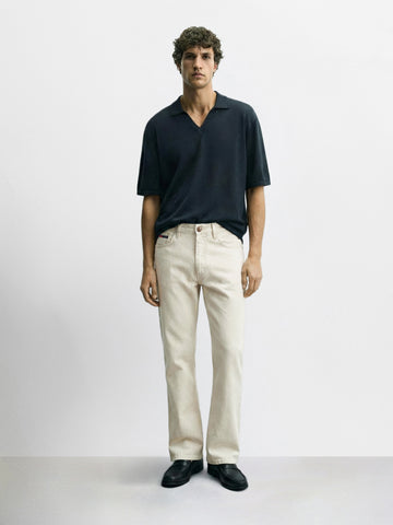 Men's White Bootcut Fit Casual Jeans