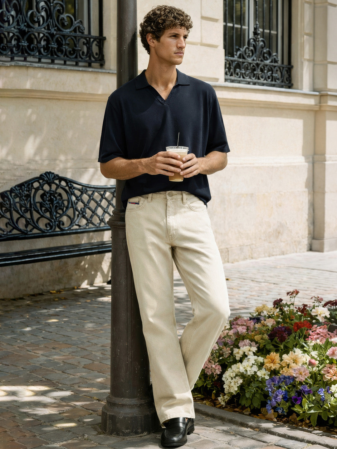 Men's White Bootcut Fit Casual Jeans