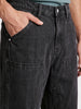 Men's Black Regular Fit Solid Utility Jeans