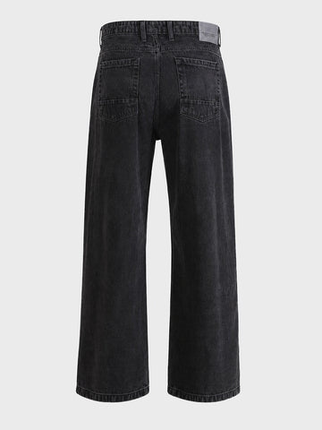Men's Black Regular Fit Solid Utility Jeans