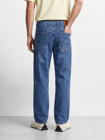 Men's Blue Relaxed Fit Solid Casual Jeans