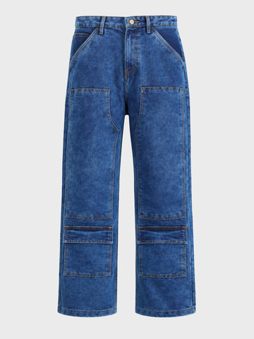 Men's Blue Relaxed Fit Solid Casual Jeans