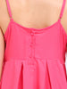 Shop Women's Pink Fit and Flare Solid Square Neck Pleated Dress Online.