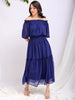 Shop Women's Textured Fit and Flare Offshoulder Tiered Dress Online.