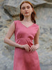Shop Women's Pink Fit and Flare Solid V neck Pinafore Dress Online.