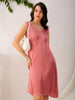 Shop Women's Pink Fit and Flare Solid V neck Pinafore Dress Online.