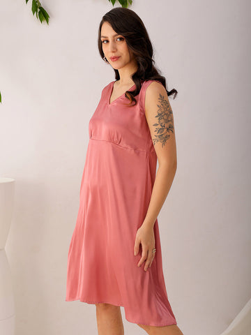 Shop Women's Pink Fit and Flare Solid V neck Pinafore Dress Online.