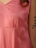 Shop Women's Pink Fit and Flare Solid V neck Pinafore Dress Online.
