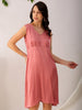 Shop Women's Pink Fit and Flare Solid V neck Pinafore Dress Online.