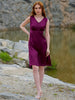 Shop Women's Purple Fit and Flare Solid V neck Pinafore Dress Online.