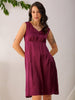 Shop Women's Purple Fit and Flare Solid V neck Pinafore Dress Online.