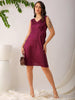Shop Women's Purple Fit and Flare Solid V neck Pinafore Dress Online.