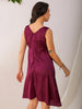 Shop Women's Purple Fit and Flare Solid V neck Pinafore Dress Online.