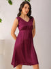 Shop Women's Purple Fit and Flare Solid V neck Pinafore Dress Online.