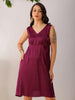 Shop Women's Purple Fit and Flare Solid V neck Pinafore Dress Online.
