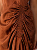Shop Women's Brown Straight Solid Round Neck Asymmetric Dress Online.