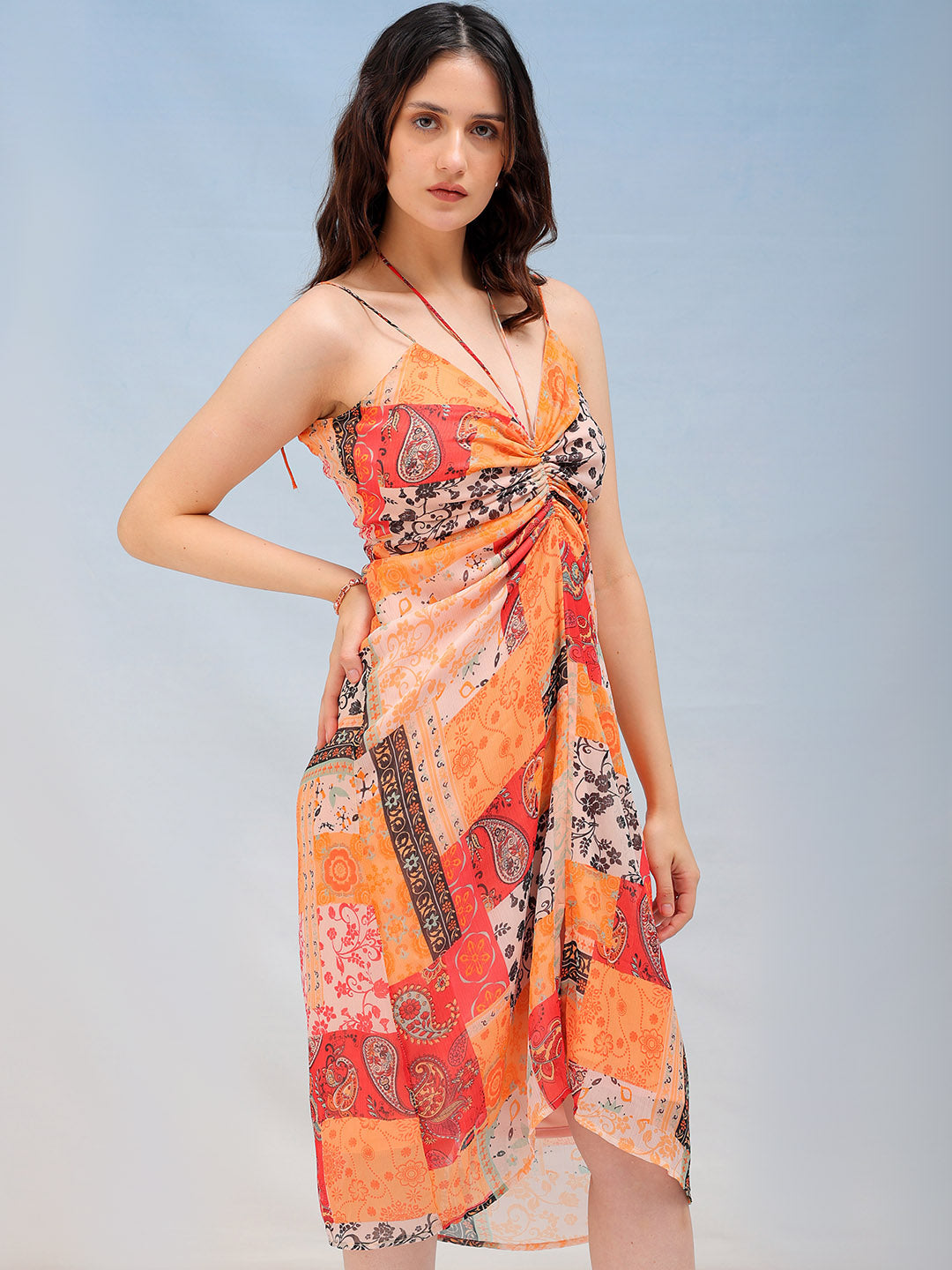 Shop Women's Printed Ruched Spaghetti Dress Online.