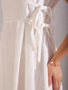 Shop Women's White Flare Textured Round Neck Midi Dress Online.