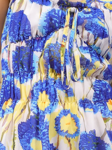 Women's White Fit and Flare Floral Dress