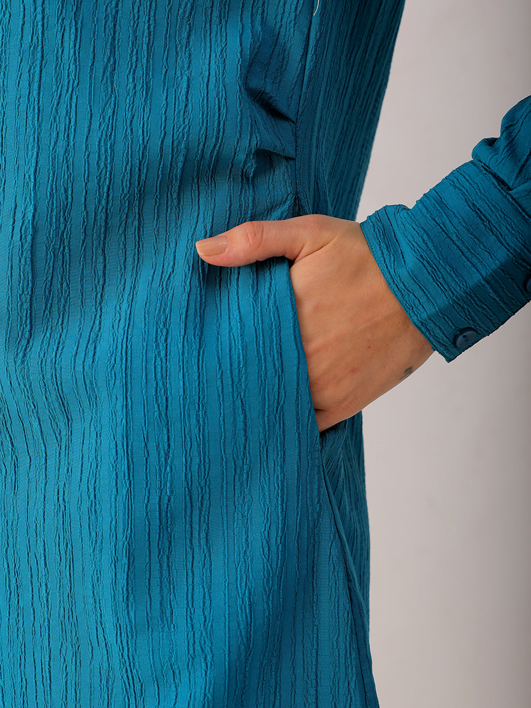 Shop Women's Teal Straight Textured NA Asymmetric Dress Online.