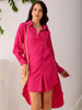 Shop Women's Pink Straight Textured NA Asymmetric Dress Online.