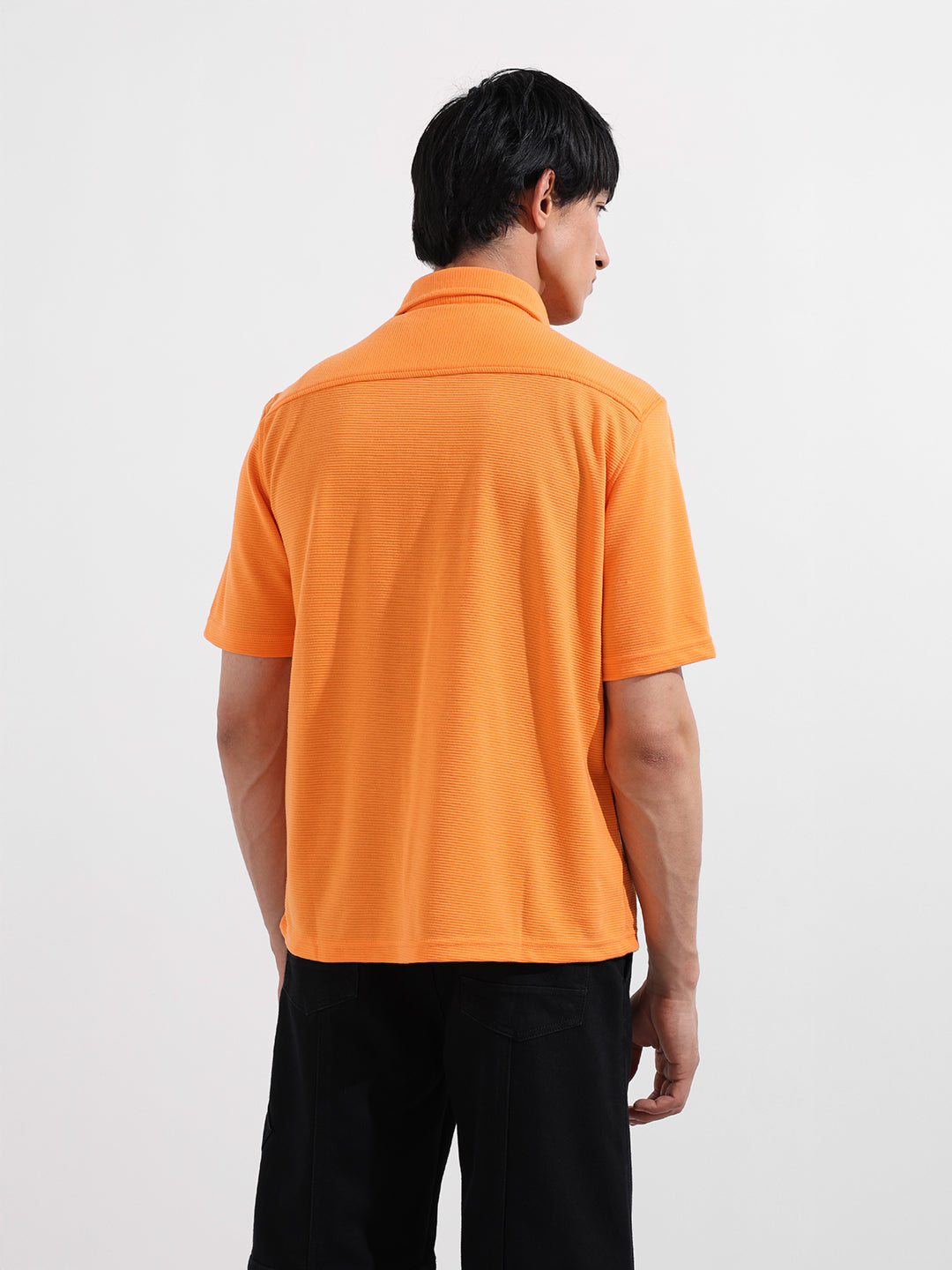 Men's Orange Relaxed Fit Street Solid Shirt