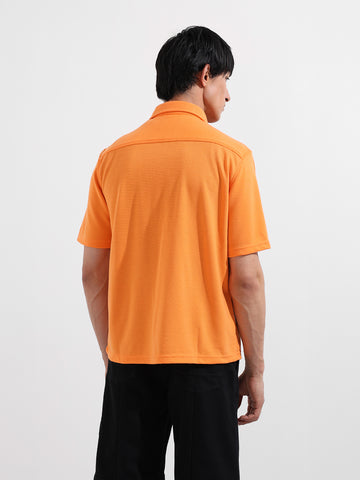 Men's Orange Relaxed Fit Street Solid Shirt