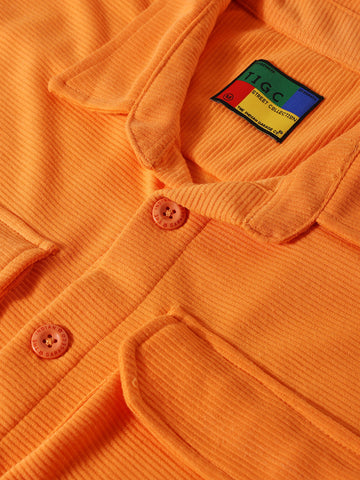 Men's Orange Relaxed Fit Street Solid Shirt
