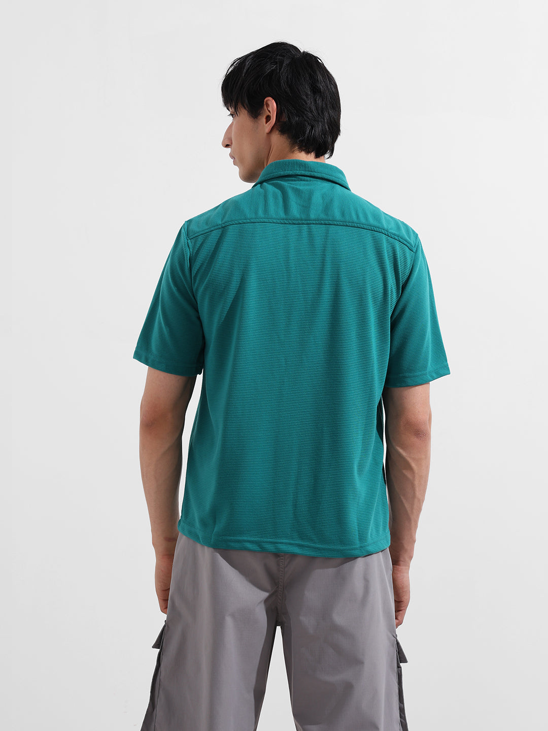 Men's Blue Relaxed Fit Street Solid Shirt