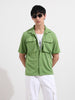 Men's Green Relaxed Fit Street Solid Shirt