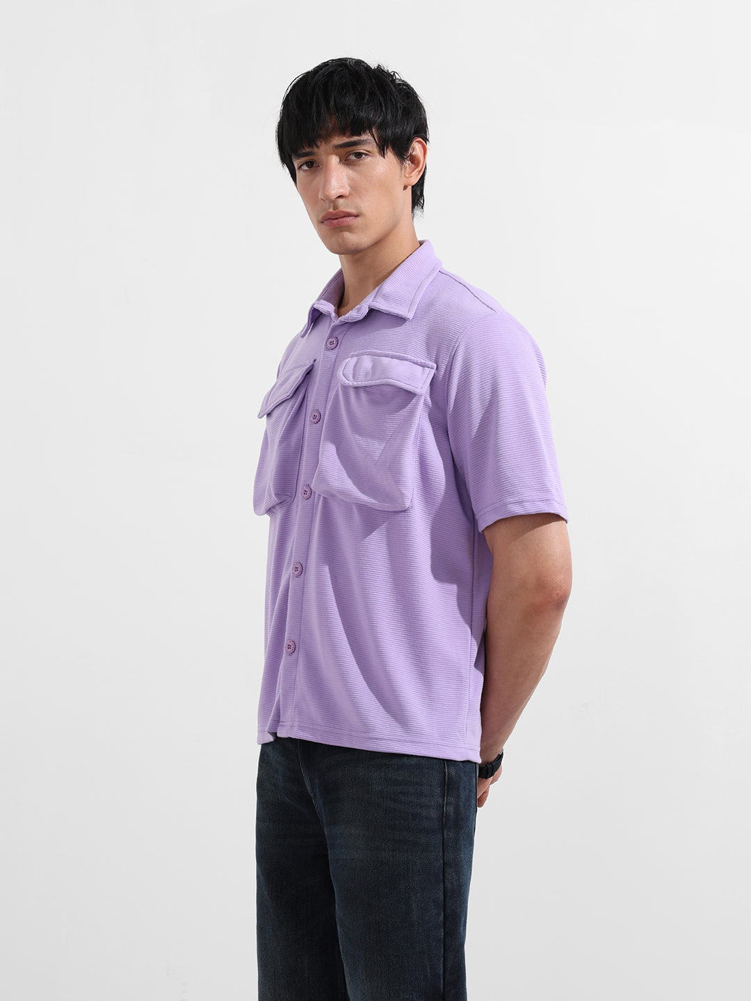 Men's Yellow Relaxed Fit Street Solid Shirt