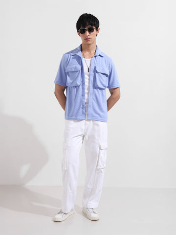 Men's Blue Relaxed Fit Street Solid Shirt