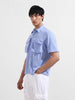 Men's Blue Relaxed Fit Street Solid Shirt