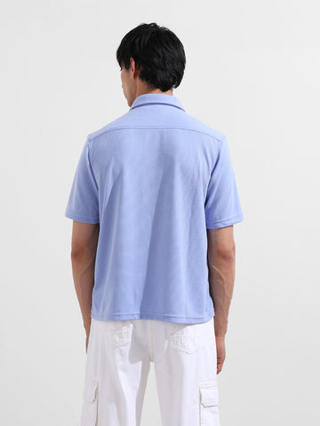 Men's Blue Relaxed Fit Street Solid Shirt